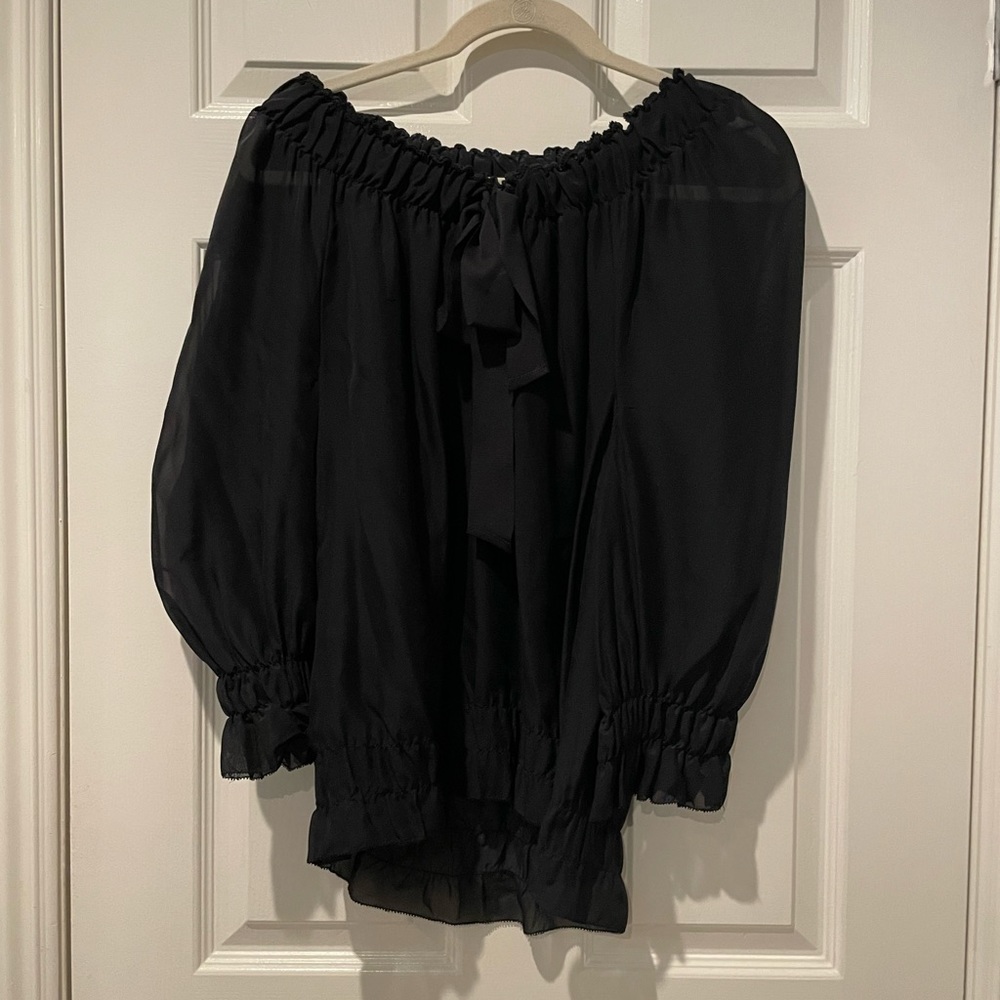 Twenty8Twelve Black Sheer Blouse w/ Bow